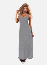 Sexy Striped Backless Dress Sleeveless Long Silhouette Unique Design Perfect for Summer Parties
