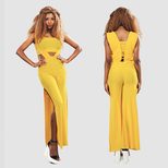 Sexy Strapless Crop Top and Side Slit Jumpsuit Set Casual Style Comfortable Fit Perfect for Summ