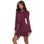 Off Shoulder Long Sleeve Dress Bow Tie Detail Elegant Design Autumn Winter Style Wholesale Avail
