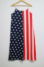 Color Block Asymmetrical Maxi Dress Sleeveless American Flag Print Elegant Style Wholesale Avail