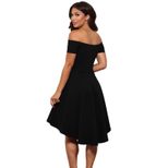Off Shoulder Irregular Hem Dress Short Sleeve Flared Skirt Summer Style Perfect for Parties and