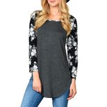 Womens Irregular Hem T Shirt 3 4 Sleeve Round Neck Casual Style Spring Collection Wholesale Avai