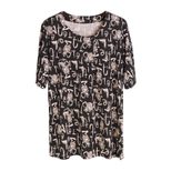 Silk T Shirt for Women Printed Round Neck Short Sleeve Loose Fit Plus Size Summer Top for Moms W