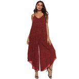 Plus Size Womens Polka Dot Asymmetrical Jumpsuit Loose Fit Wide Leg Spaghetti Straps Casual Summ