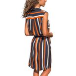 Summer Sleeveless Striped Dress Lapel Button Down Knee Length Casual Wear for Women Wholesale Av