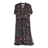 Plus Size Silk Dress High Waist V Neck Short Sleeve Floral Print Summer Elegance Wholesale Avail