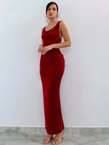 Backless Bodycon Maxi Dress Round Neck Cross Back Design Slim Fit Perfect for Parties and Evenin
