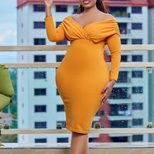 V Neck Bodycon Dress Solid Color Plus Size Fashionable Spring Summer Occasion Wholesale Availabl