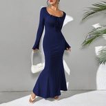 Elegant Long Sleeve Mermaid Dress Fall Winter Collection Party Wear Comfortable Fabric Wholesale