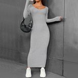 Womens Bodycon Dress Solid Color Long Length Sexy Style Autumn Winter Collection Wholesale Avail