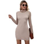 Knit Half High Neck Dress Elegant Backless Design Comfortable Fit Suitable for Office and Casual