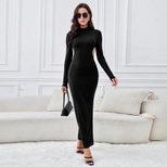Elegant Long Sleeve Dress Slim Fit Round Neck Unique Design Autumn Winter Fashion for Women Whol