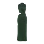 Cross Back Halter Bodycon Dress Hollow Out Spliced Design Slim Fit Elegant Style Perfect for Aut