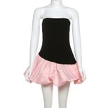 Fashionable Womens Color Block Strapless Backless A Line Dress Slim Fit Autumn Winter Style Whol