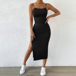Womens Spring Sexy Backless Slip Dress Elegant Bodycon Side Slit Adjustable Straps Perfect for P