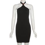Backless Bodycon Dress Sexy Halter Neck Slim Fit Figure Hugging Spring Summer Fashion for Women