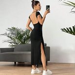 Elegant Sleeveless Knit Dress Mid Waist A Line Silhouette Summer Style Perfect for Casual Outing
