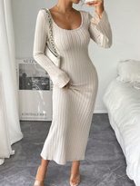 Sexy Backless High Waist Split Long Dress Elegant Design Autumn Winter Style Wholesale Womens Fa