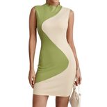 Color Block Bodycon Dress Striped Design Slim Fit Sexy Style Perfect for Parties and Night Out W