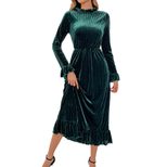 Elegant Velvet A Line Long Dress Waist Defining Slimming Comfortable Perfect for Parties and Gat
