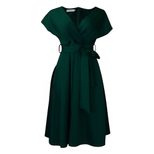 Plus Size African Womens Evening Dress Short Sleeve V Neck Off Shoulder Flared Hem Elegant Party