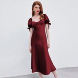 Red Satin Mermaid Dress Waist Defining Elegant Design Perfect for Parties and Gatherings Wholesa