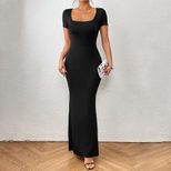 Elegant Square Neck Mermaid Maxi Dress Summer Collection Slim Fit European and American Style Wh