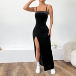Sexy Sweetheart Cami Dress High Waist Slit Design Slim Fit Mid Length Autumn Winter Fashion Whol
