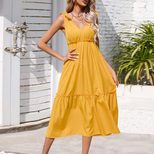 Womens Casual Beach Maxi Dress Waist Defining Spaghetti Straps Flowy Silhouette Perfect for Vaca