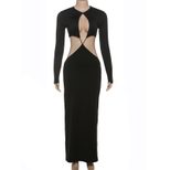 Womens Long Sleeve Hollow Out Bodycon Dress Sexy Figure Hugging Elegant Design Perfect for Winte