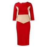 Color Block Bodycon Dress Elegant Fashionable Office Wear Autumn Winter Collection Wholesale Ava