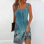 Slim Fit Mid Length Spaghetti Strap Dress Eyelet Button Detail Ethnic Style Spring Summer Wholes