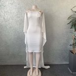 Fashionable Solid Color Backless Beaded Long Train Dress Slim Fit Elegant Design Perfect for Par