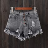 Womens Distressed Gray Denim Shorts Plus Size Loose Fit Frayed Hem Summer Casual Wear Wholesale