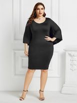 Plus Size Batwing Cape Dress Stretchy Sexy Backless Bodycon Fit Fashionable for Parties or Casua