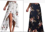 Chiffon Floral Print Midi Skirt Irregular Hem Tie Detail High Slit Summer Fashion for Women Wholesale Available