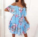 Chiffon Floral Print Off Shoulder Cami Dress Sexy Lightweight Summer Style Perfect for Parties a
