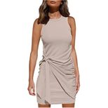 Sleeveless Round Neck Ruffled Dress Bow Tie Waist Asymmetrical Hem Elegant Style Perfect for Par