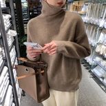 Womens Oversized Turtleneck Sweater Thick Knit Casual Style Versatile for Autumn and Winter Whol