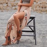 Chiffon Floral Print Midi Skirt Irregular Hem Tie Detail High Slit Summer Fashion for Women Wholesale Available