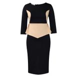 Color Block Bodycon Dress Elegant Fashionable Office Wear Autumn Winter Collection Wholesale Ava
