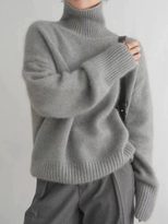 Womens Oversized Turtleneck Sweater Thick Knit Casual Style Versatile for Autumn and Winter Whol