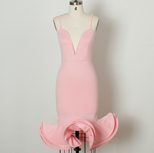 Elegant Womens Deep V Neck Bodycon Evening Dress Spaghetti Straps Mermaid Hem Party Wear Wholesa