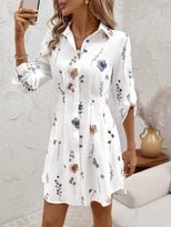 Floral Pattern Womens Long Sleeve Shirt Dress Elegant Design Comfortable Fabric Versatile Style