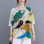 Cotton Linen Womens Casual Short Sleeve T Shirt Loose Fit Summer Style Flattering for Plus Sizes