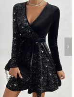 Velvet Sequin Dress Solid Color Sexy Style Autumn Winter Collection Ready to Ship Low MOQ privat
