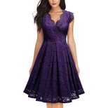 Vintage Lace V Neck Sleeveless Cocktail Dress Short Sleeve Flared Hem Elegant Style Wholesale Av
