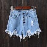 Womens Distressed Gray Denim Shorts Plus Size Loose Fit Frayed Hem Summer Casual Wear Wholesale