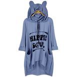 Plus Size Womens Loose Fit Hooded T Shirt Irregular Hem Autumn Winter Style Ready to Ship OEM OD