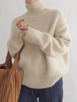 Womens Oversized Turtleneck Sweater Thick Knit Casual Style Versatile for Autumn and Winter Whol